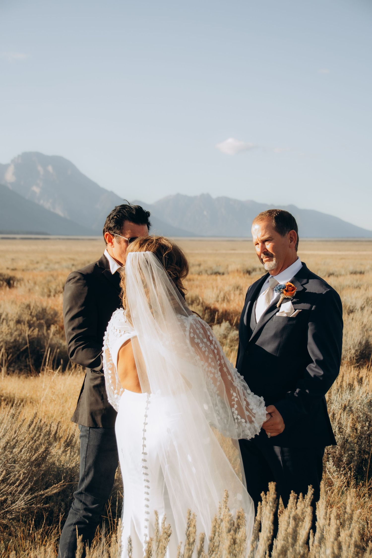 sunset elopement in front of Grand Tetons