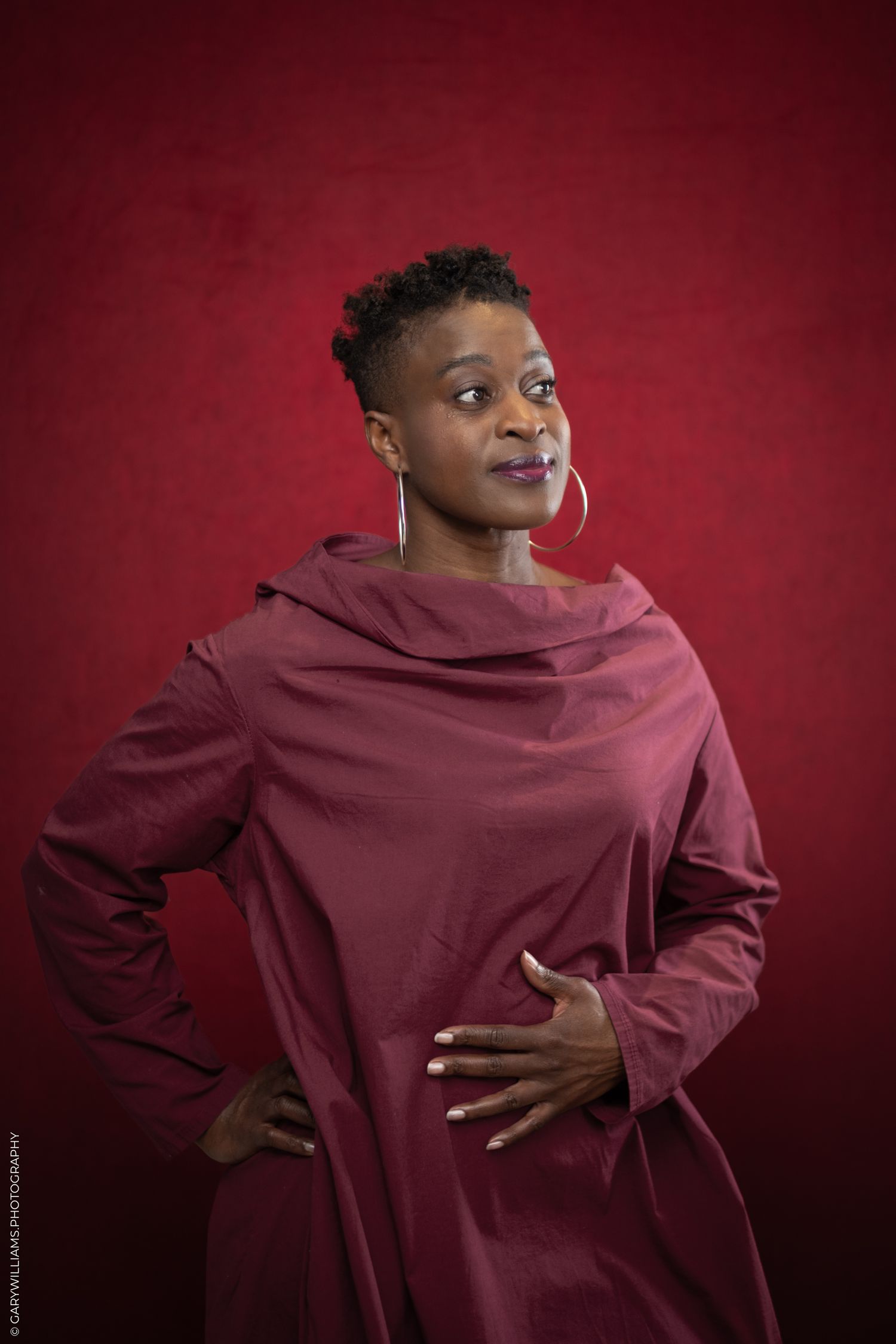 A woman poses for a headshot in London.
