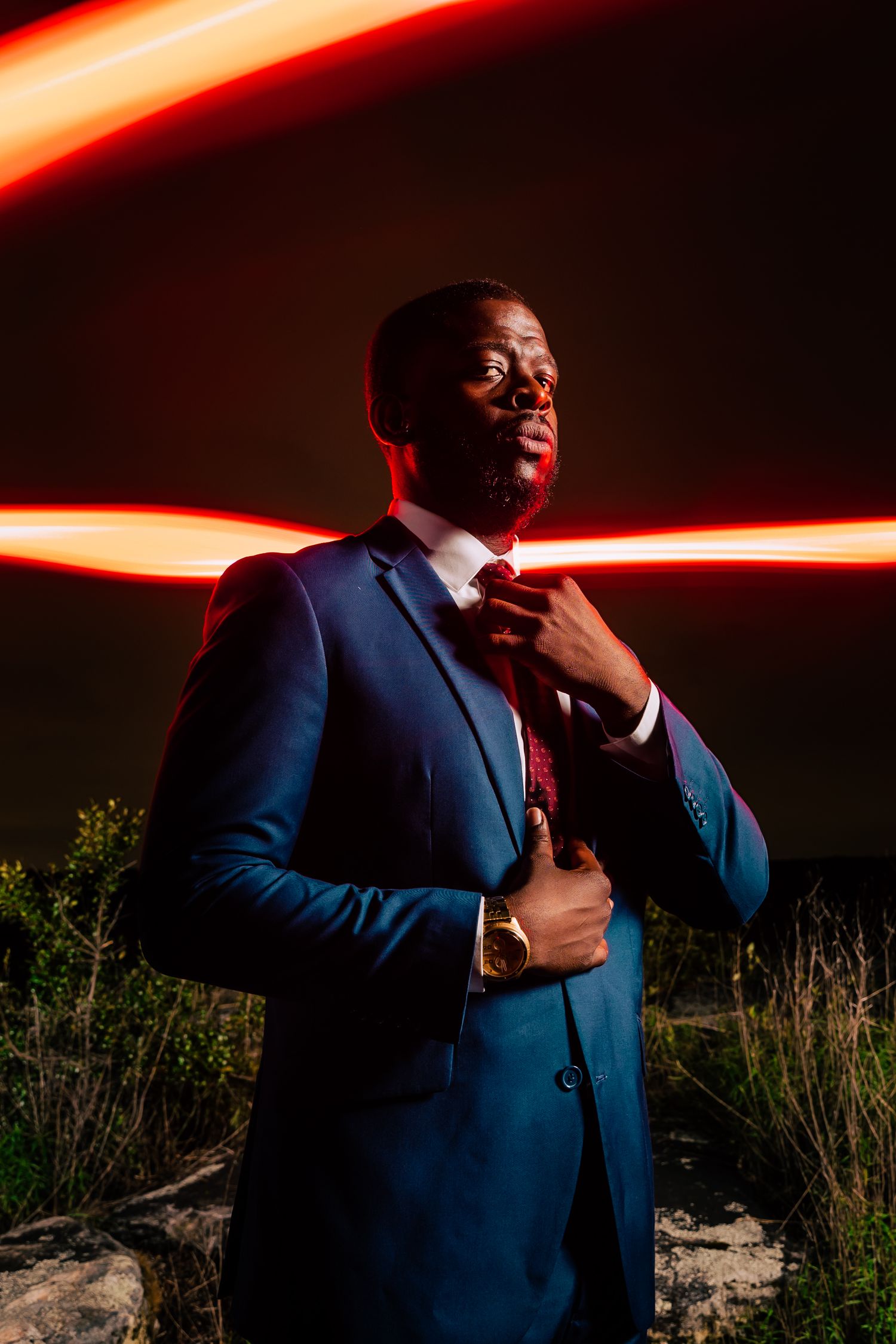 Birthday celebration photo, slow shutter light painting