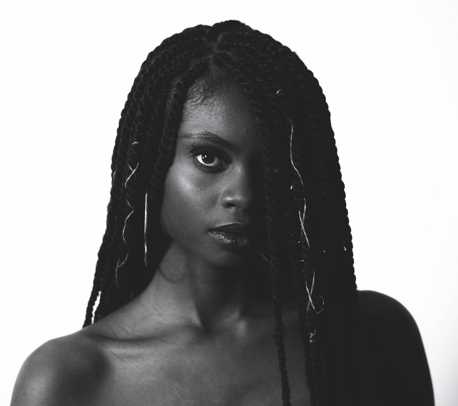 Black-and-white studio portrait session