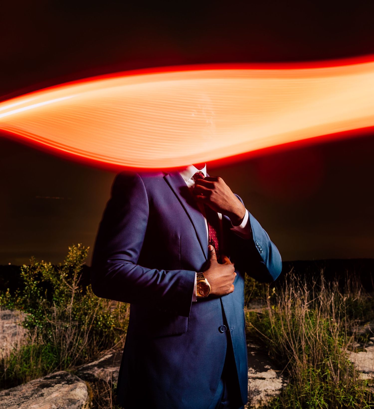Birthday celebration photo, slow shutter light painting