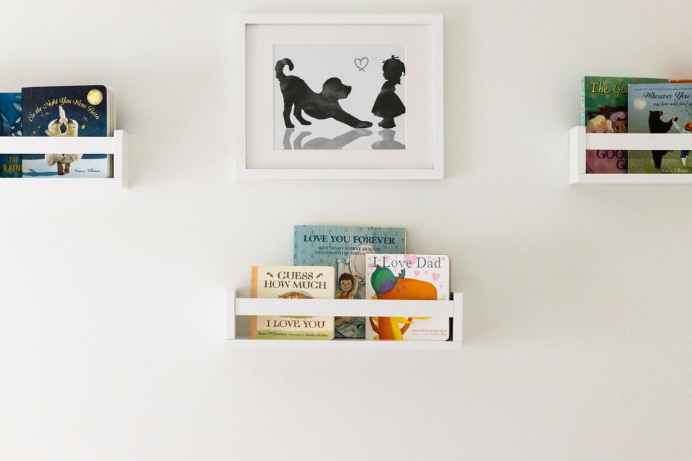 shelves and book display in nursery lifestyle photo