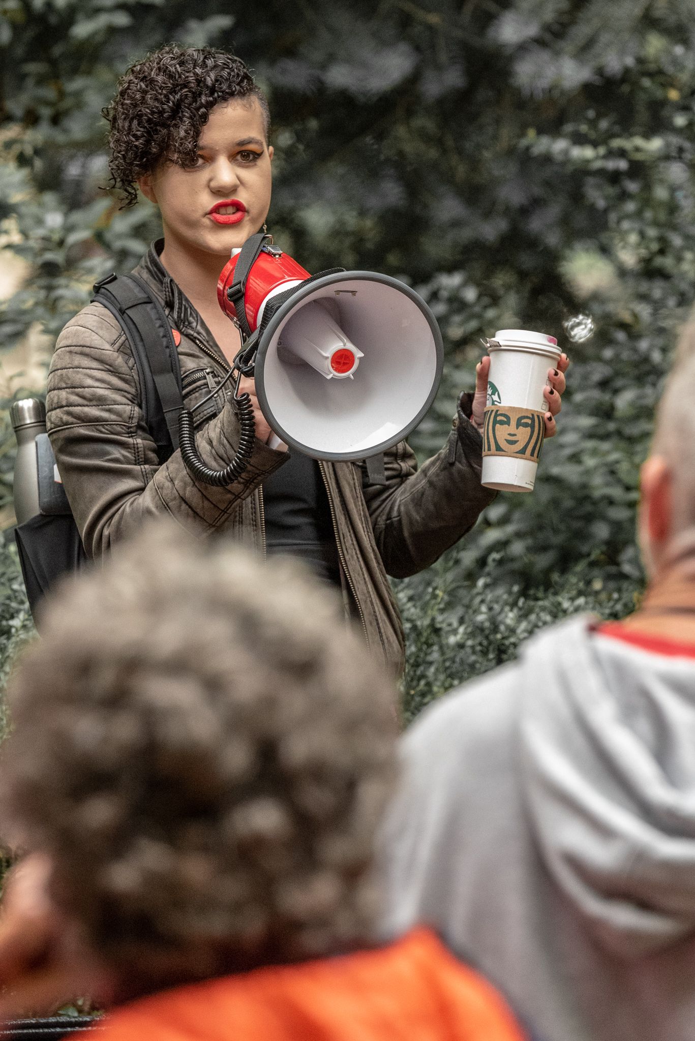 Extinction Rebellion Boston climate activist Teddy O'hea speaks to crowd at Boston climate protest