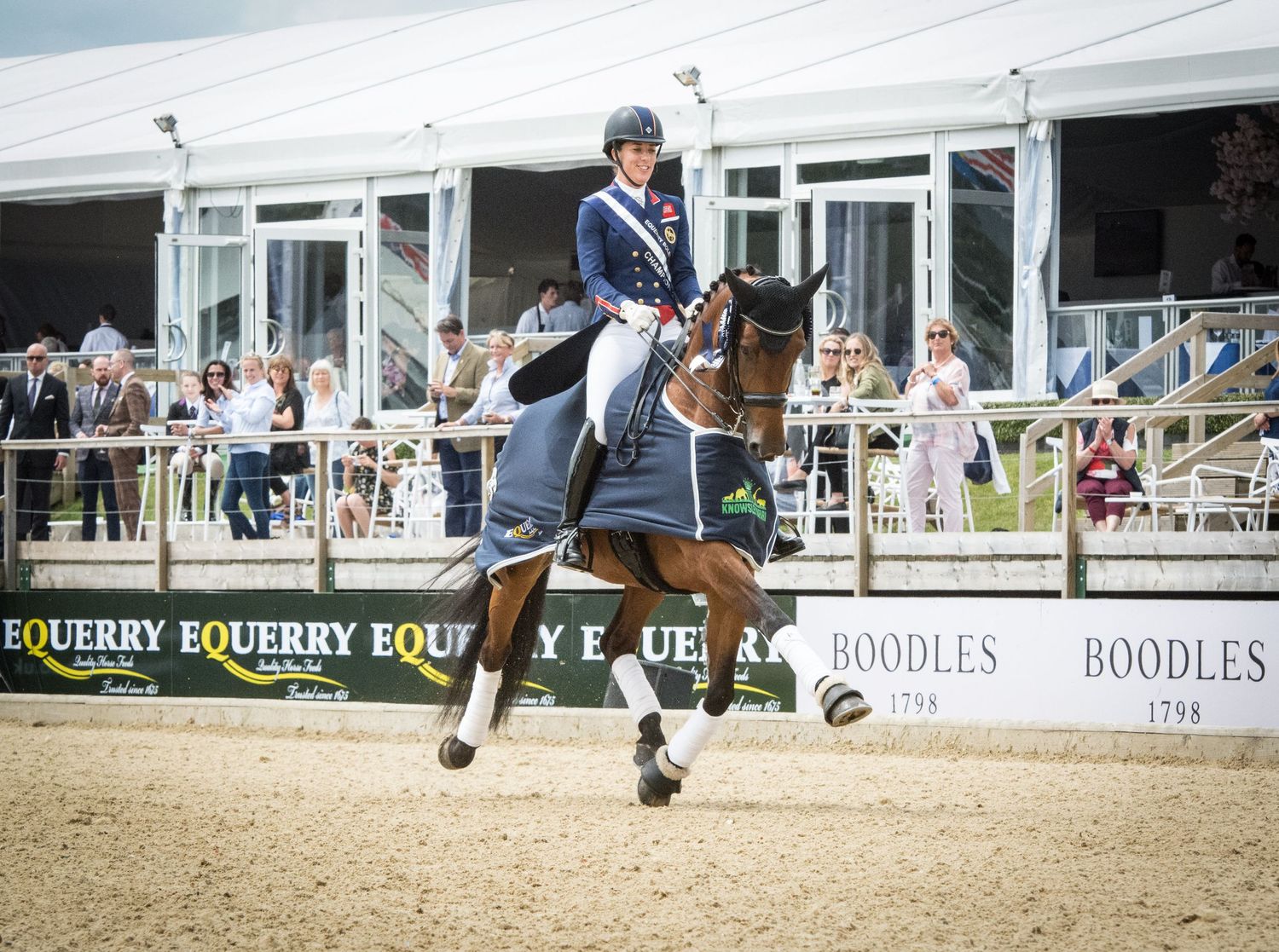 Charlotte Dujardin riding Mount St John Freestyle at Bolesworth International horse show.