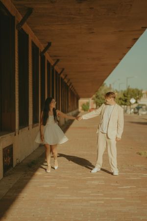 Fort Worth Texas engagement photographer with a city vibe and a retro feel. Vintage engagement session in Fort Worth