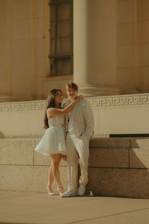 Fort Worth Texas engagement photographer with a city vibe and a retro feel. Vintage engagement session in Fort Worth