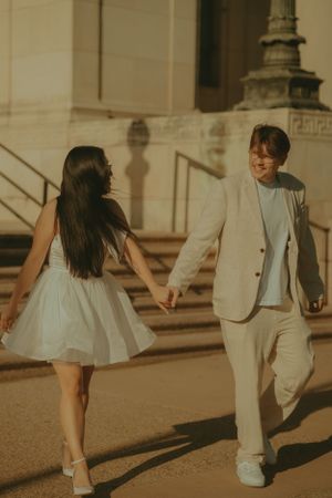 Fort Worth Texas engagement photographer with a city vibe and a retro feel. Vintage engagement session in Fort Worth