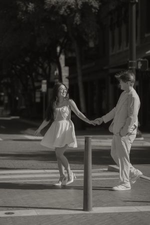 Fort Worth Texas engagement photographer with a city vibe and a retro feel. Vintage engagement session in Fort Worth