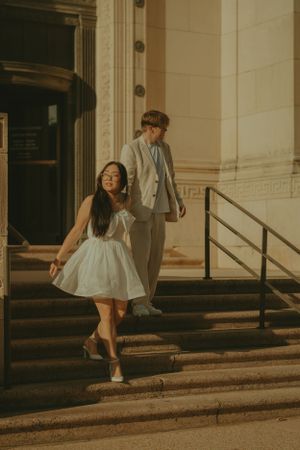 Fort Worth Texas engagement photographer with a city vibe and a retro feel. Vintage engagement session in Fort Worth