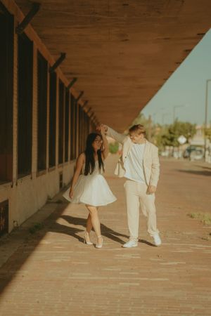 Fort Worth Texas engagement photographer with a city vibe and a retro feel. Vintage engagement session in Fort Worth