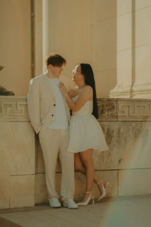 Fort Worth Texas engagement photographer with a city vibe and a retro feel. Vintage engagement session in Fort Worth