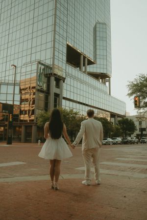 Fort Worth Texas engagement photographer with a city vibe and a retro feel. Vintage engagement session in Fort Worth