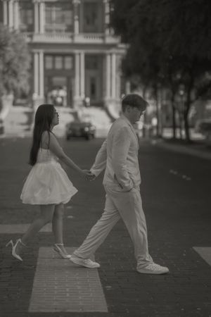 Fort Worth Texas engagement photographer with a city vibe and a retro feel. Vintage engagement session in Fort Worth