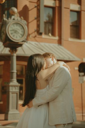 Fort Worth Texas engagement photographer with a city vibe and a retro feel. Vintage engagement session in Fort Worth