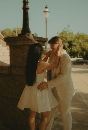 Fort Worth Texas engagement photographer with a city vibe and a retro feel. Vintage engagement session in Fort Worth