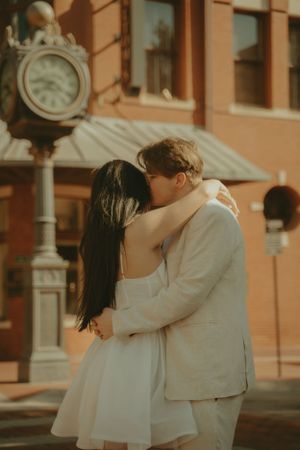 Fort Worth Texas engagement photographer with a city vibe and a retro feel. Vintage engagement session in Fort Worth