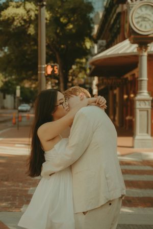 Fort Worth Texas engagement photographer with a city vibe and a retro feel. Vintage engagement session in Fort Worth