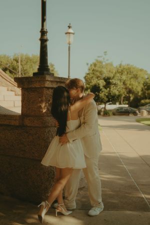 Fort Worth Texas engagement photographer with a city vibe and a retro feel. Vintage engagement session in Fort Worth
