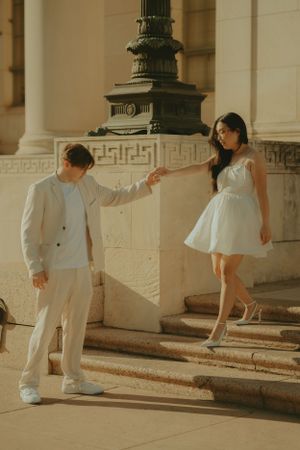 Fort Worth Texas engagement photographer with a city vibe and a retro feel. Vintage engagement session in Fort Worth
