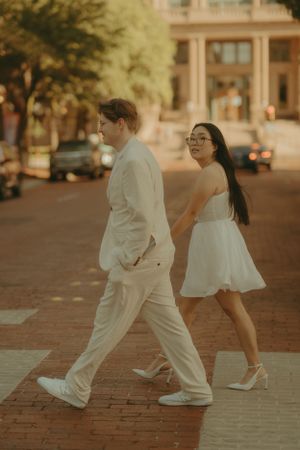 Fort Worth Texas engagement photographer with a city vibe and a retro feel. Vintage engagement session in Fort Worth