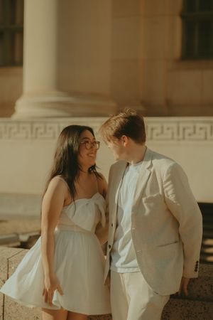 Fort Worth Texas engagement photographer with a city vibe and a retro feel. Vintage engagement session in Fort Worth