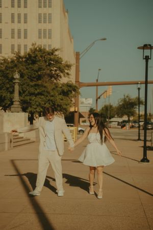 Fort Worth Texas engagement photographer with a city vibe and a retro feel. Vintage engagement session in Fort Worth