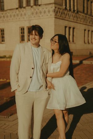 Fort Worth Texas engagement photographer with a city vibe and a retro feel. Vintage engagement session in Fort Worth