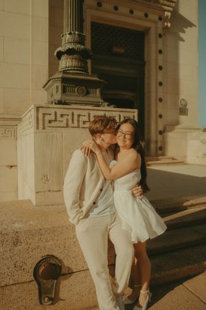Fort Worth Texas engagement photographer with a city vibe and a retro feel. Vintage engagement session in Fort Worth