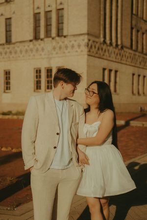 Fort Worth Texas engagement photographer with a city vibe and a retro feel. Vintage engagement session in Fort Worth