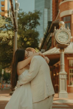 Fort Worth Texas engagement photographer with a city vibe and a retro feel. Vintage engagement session in Fort Worth