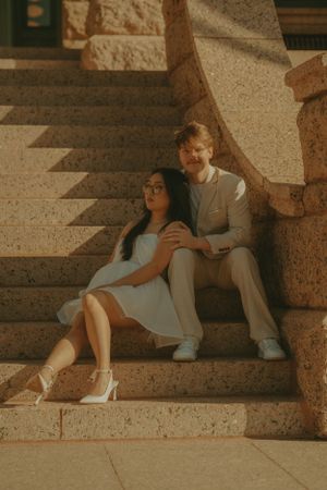 Fort Worth Texas engagement photographer with a city vibe and a retro feel. Vintage engagement session in Fort Worth