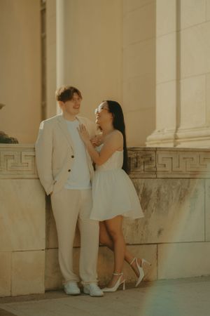 Fort Worth Texas engagement photographer with a city vibe and a retro feel. Vintage engagement session in Fort Worth