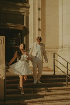 Fort Worth Texas engagement photographer with a city vibe and a retro feel. Vintage engagement session in Fort Worth