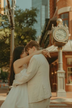 Fort Worth Texas engagement photographer with a city vibe and a retro feel. Vintage engagement session in Fort Worth
