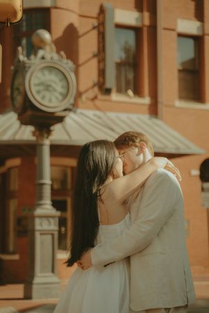 Fort Worth Texas engagement photographer with a city vibe and a retro feel. Vintage engagement session in Fort Worth