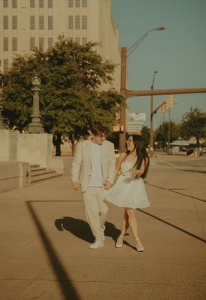 Fort Worth Texas engagement photographer with a city vibe and a retro feel. Vintage engagement session in Fort Worth