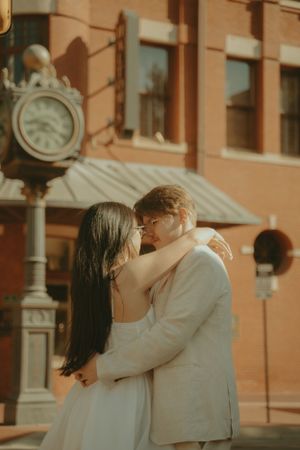 Fort Worth Texas engagement photographer with a city vibe and a retro feel. Vintage engagement session in Fort Worth