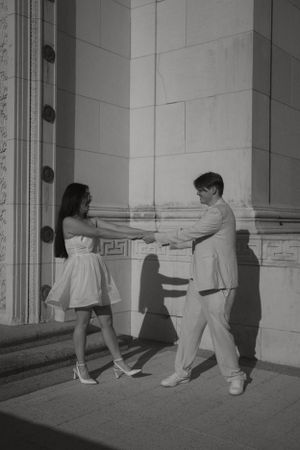 Fort Worth Texas engagement photographer with a city vibe and a retro feel. Vintage engagement session in Fort Worth