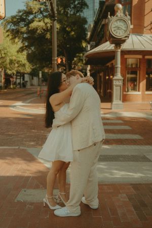 Fort Worth Texas engagement photographer with a city vibe and a retro feel. Vintage engagement session in Fort Worth