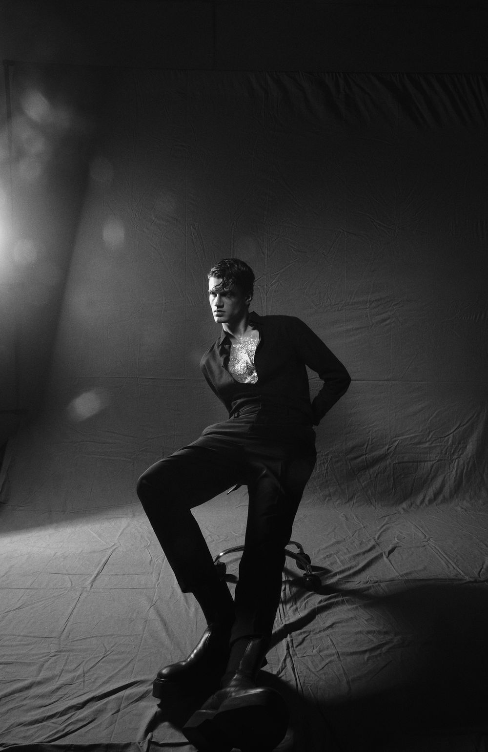 Black Shirt Male Model Fashion Photographer in Dubai Dominik Zky Photography