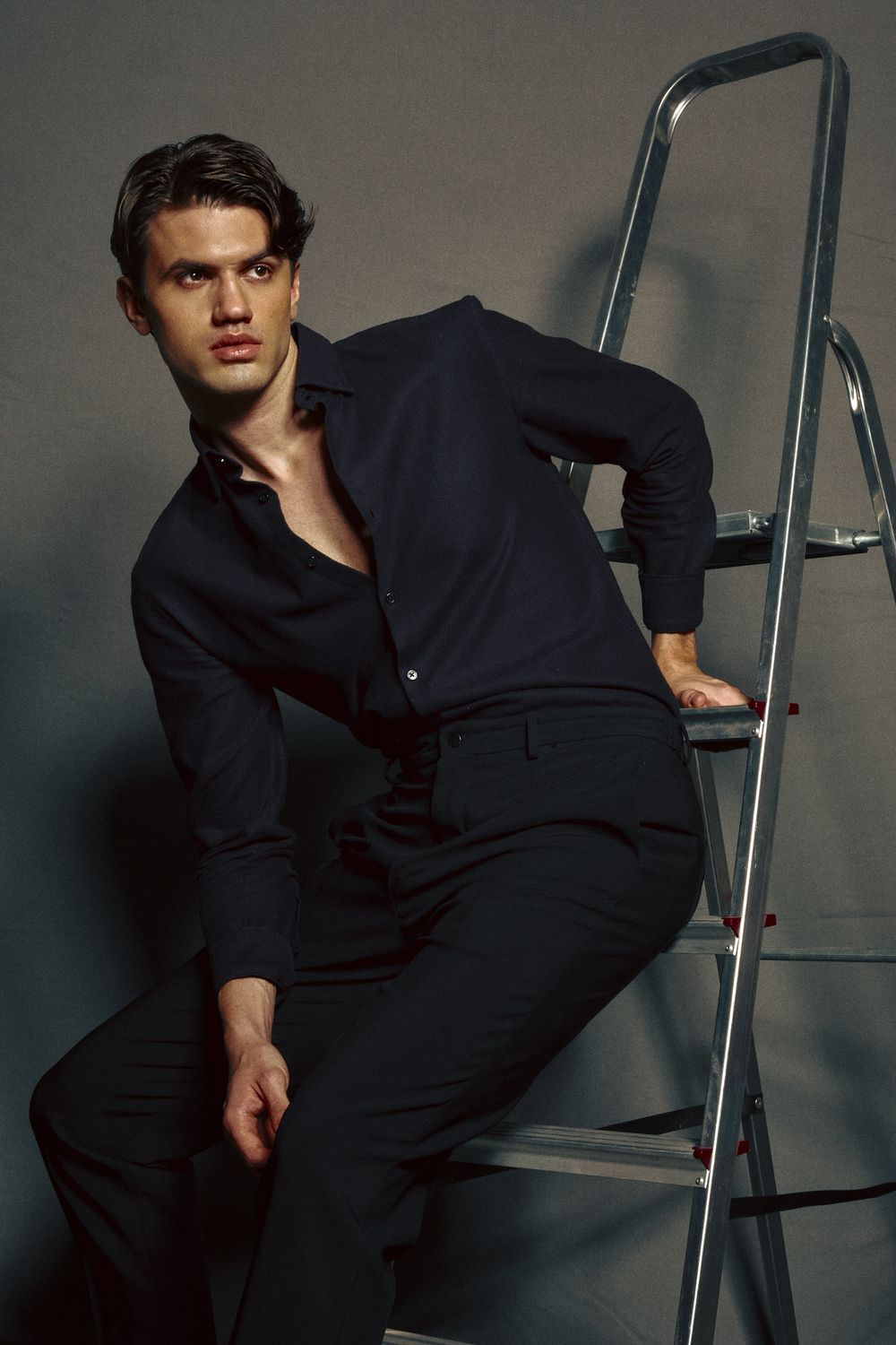 Black Shirt Male Model Fashion Photographer in Dubai Dominik Zky Photography