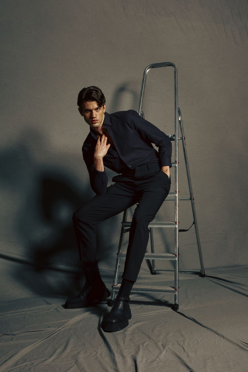 Black Shirt Male Model Fashion Photographer in Dubai Dominik Zky Photography