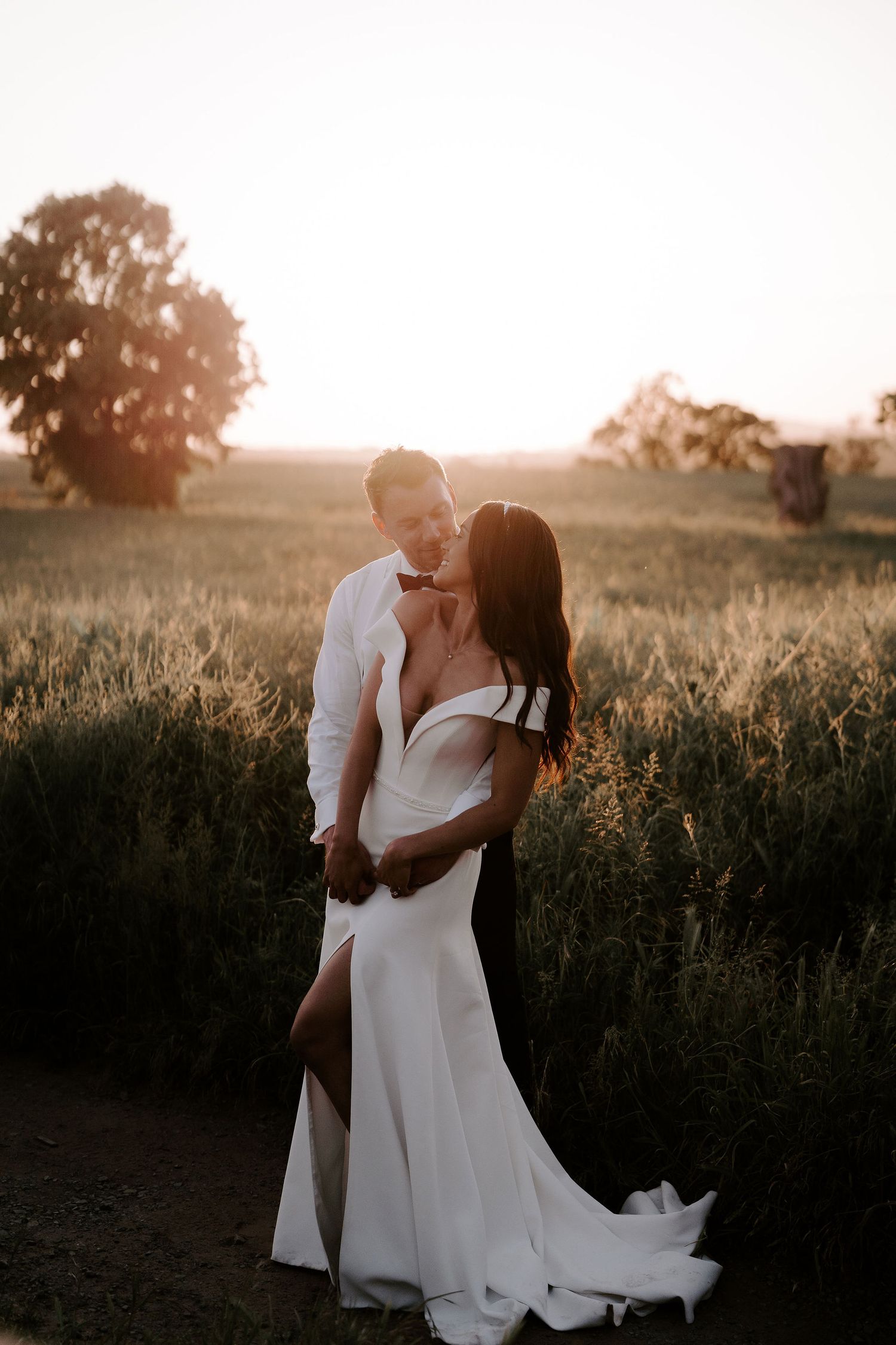 bride-and-groom-sunset-golden-hour-stockton-house-wedding-shropshire