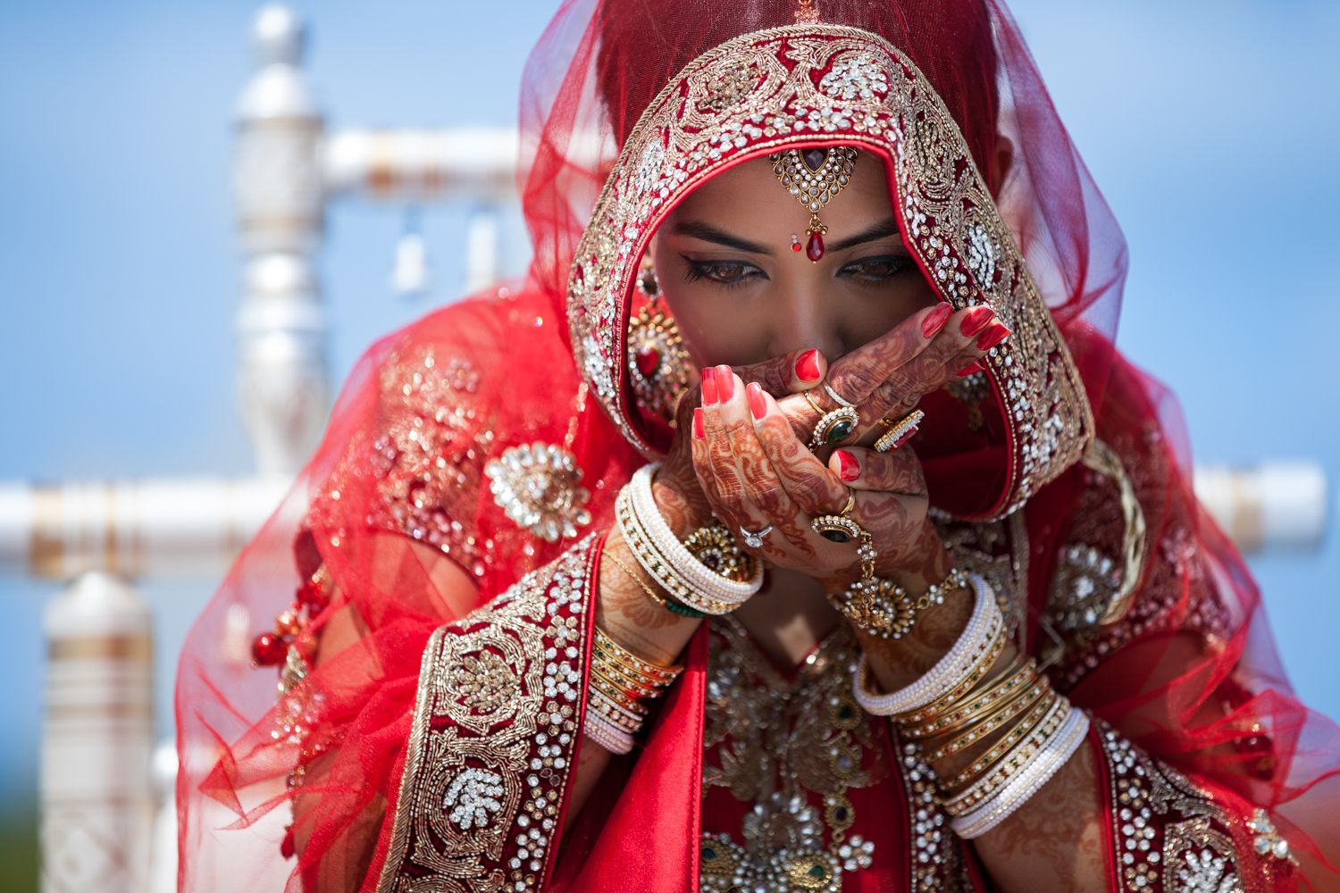 Renu completing part of the wedding rituals at her wedding in Manor of Groves in Hertfordshire