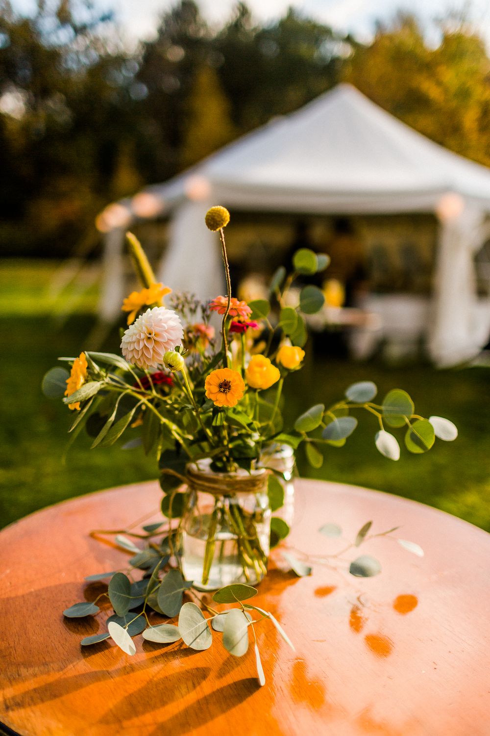 local flowers at wedding reception