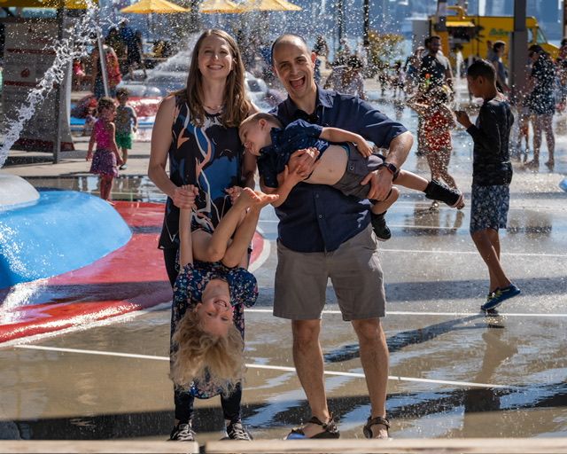 Fun family photo session North Vancouver Shipyards water park