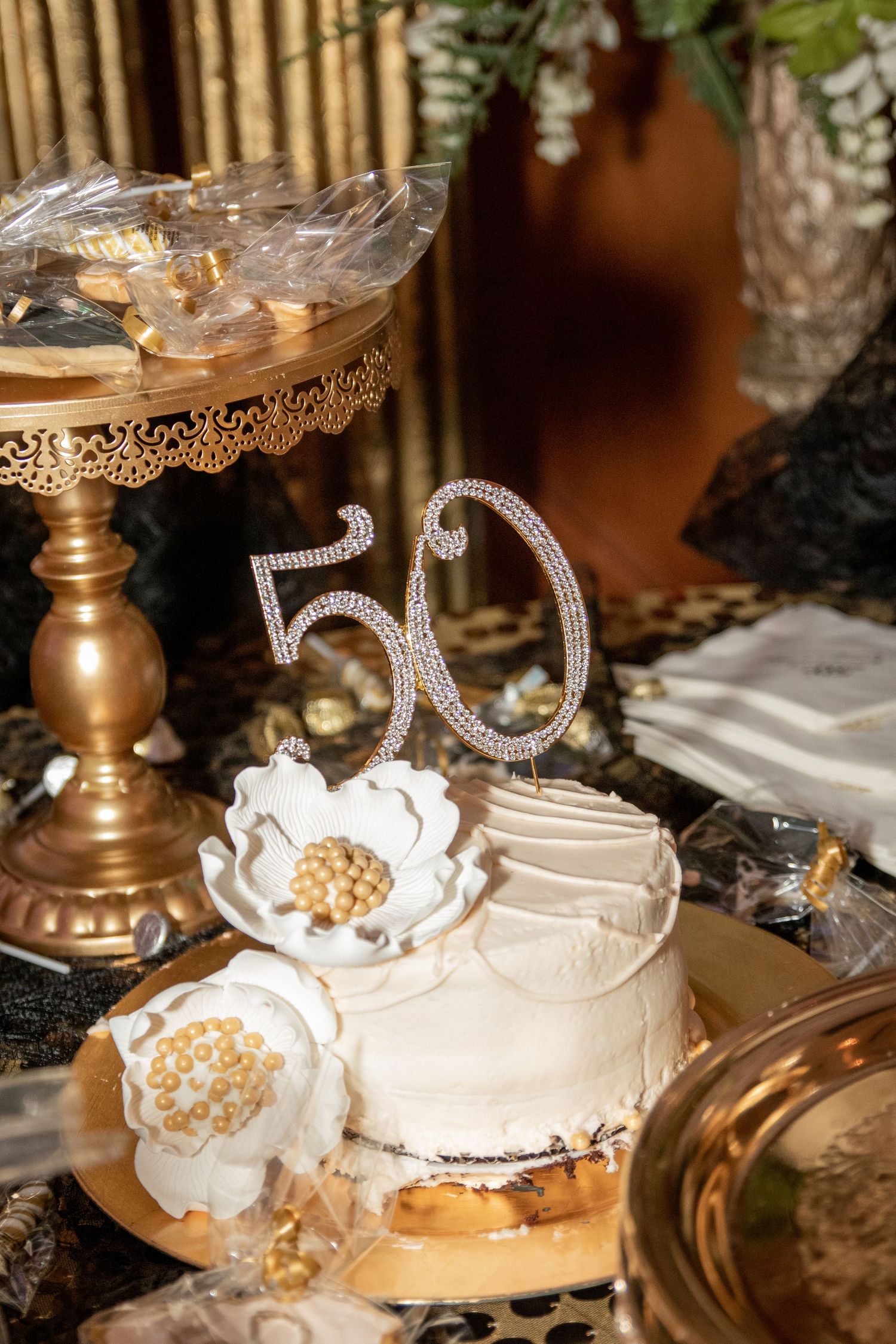 50 Anniversary Wedding Cake Gold Rhinestone Topper