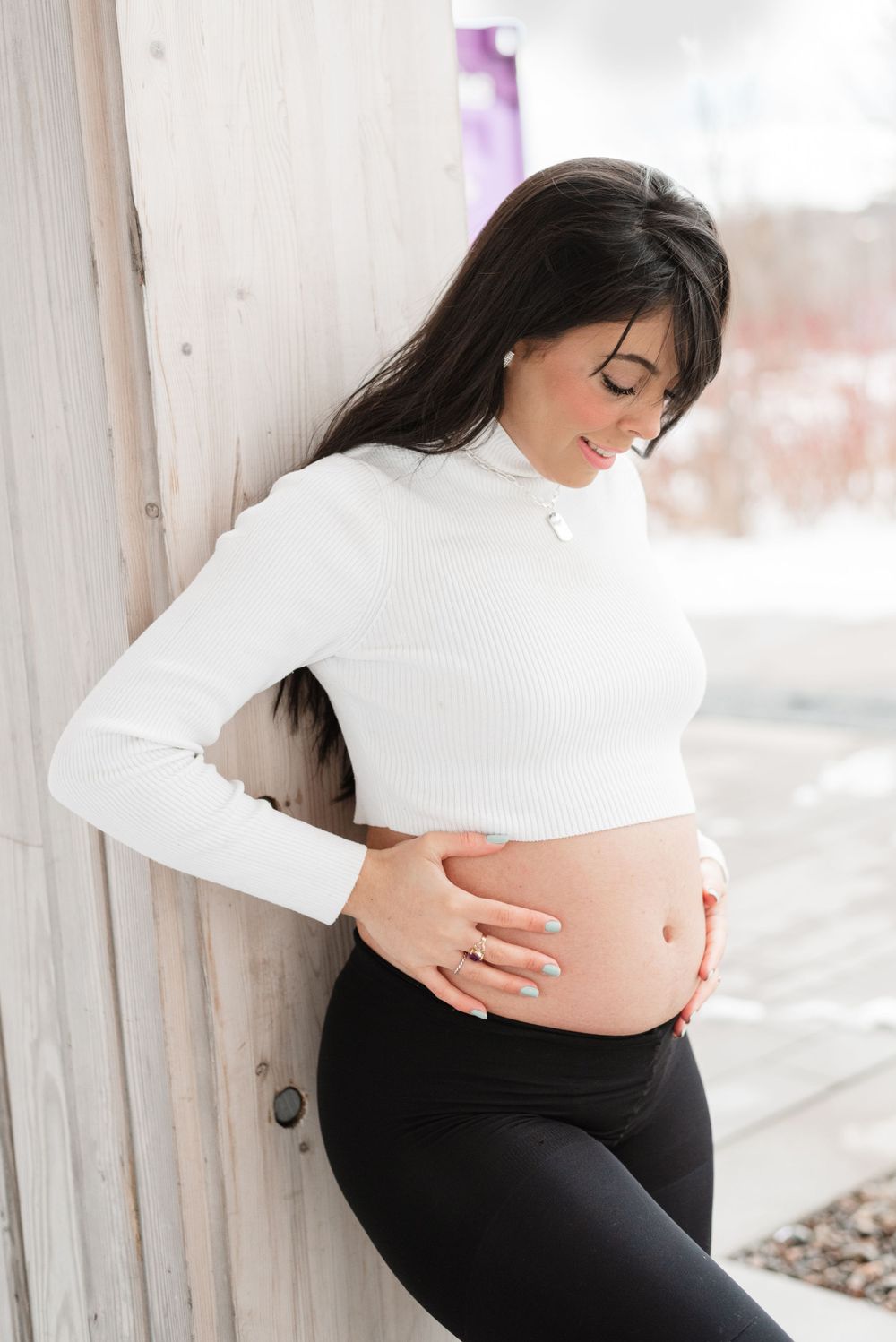 Winter Maternity Photo Session at Ontario Place