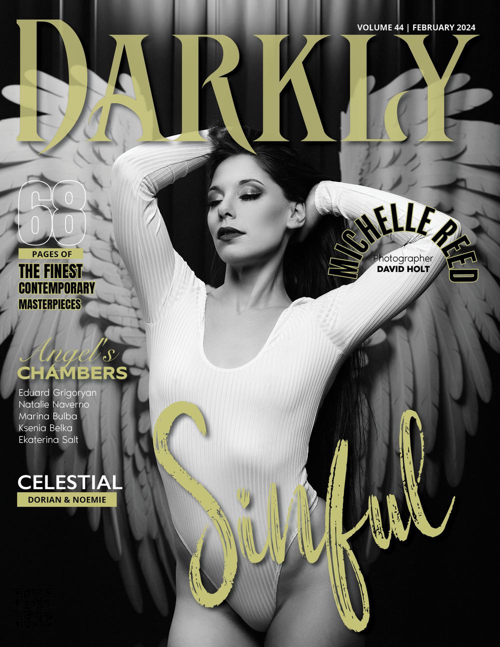 David G Holt Photography - Artistic black and white magazine layout with dramatic poses and elegant typography.