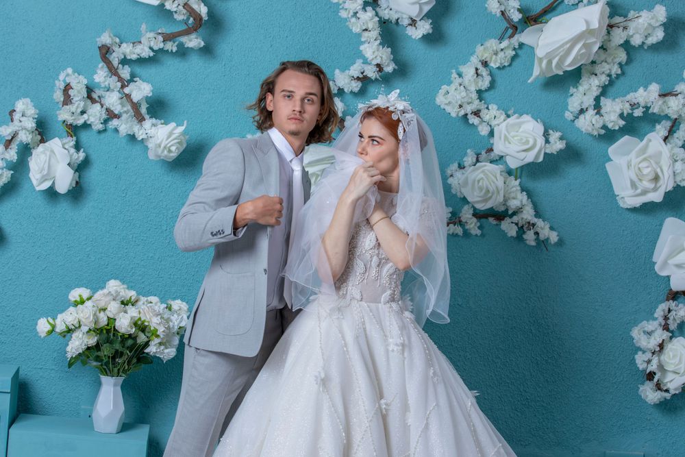 Couple smiling and enjoying a romantic photoshoot in Dubai